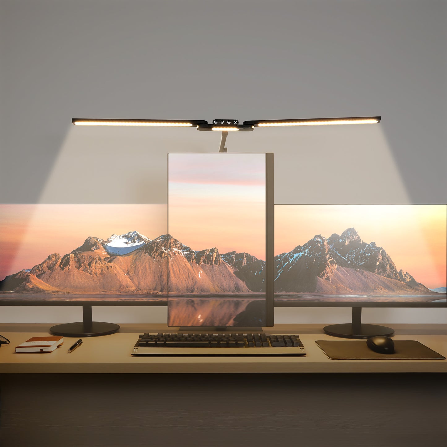 24W THE HOUSERY LED Desk Lamp With Strong Clamp, Bonus Notebook + Pen and Bluelight Blocking Glasses, 24W 3000K-6500K Architect Style Swing Arm (Matte Black)